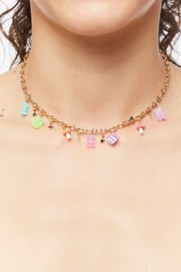 GOLD/MULTI Mushroom & Bear Charm Necklace, image 1