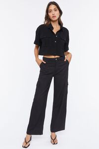 BLACK Cropped Boxy-Fit Shirt, image 4