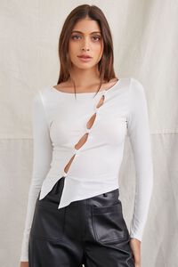WHITE Asymmetrical Buttoned Top, image 1