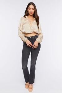 TAUPE Satin Lace-Up Chain Crop Top, image 4