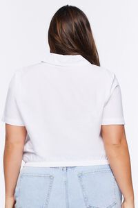 WHITE Plus Size Cropped Cotton Shirt, image 2