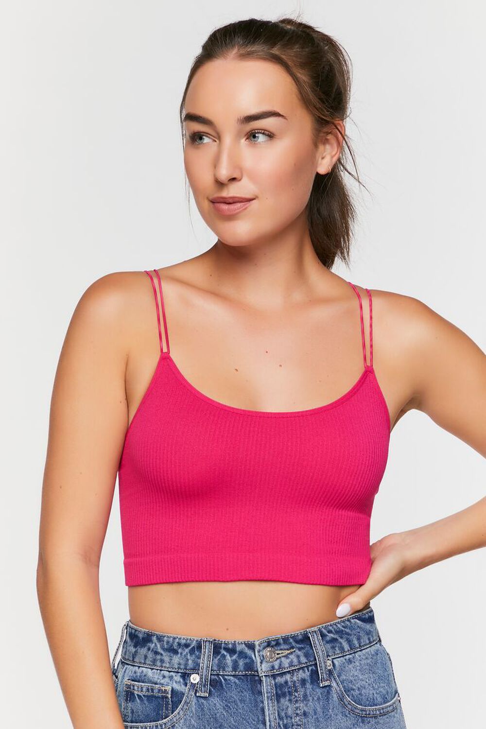Seamless Ribbed Dual-Strap Bralette, image 1