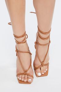 TAN Knotted Strappy Open-Toe Heels, image 4