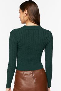 HUNTER GREEN Cable Knit Cutout Crossover Sweater, image 3