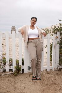 TAUPE Plus Size Corduroy High-Rise Pants, image 1