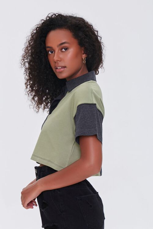 CHARCOAL/OLIVE Colorblock Polo Shirt, image 2