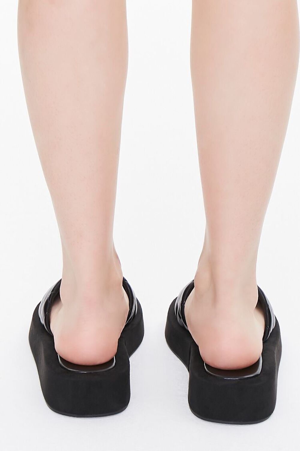 BLACK Quilted Slip-On Flatform Sandals, image 3