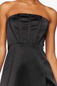 BLACK Satin Corset Tube Mini Dress, image 5