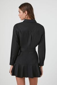 BLACK Poplin Belted Mini Shirt Dress, image 4