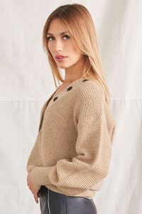 TAUPE Open-Knit Buttoned Sweater, image 2