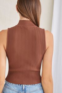 BROWN Sweater-Knit Mock Neck Top, image 3
