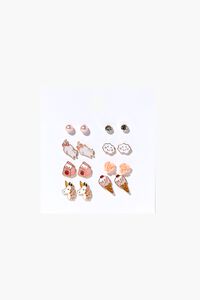 PINK/GOLD Girls Unicorn Stud Earring Set - 8 pack (Kids), image 1