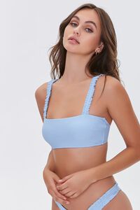 LIGHT BLUE Ruched-Strap Bralette Bikini Top, image 1