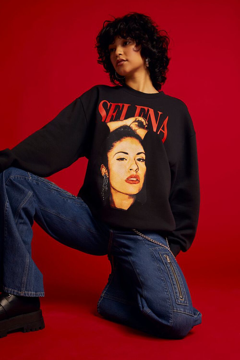 BLACK/MULTI Selena Graphic Fleece Pullover, image 1