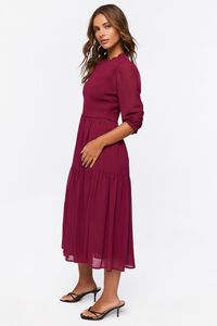 WINE Smocked Peasant-Sleeve Dress, image 2