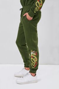 OLIVE/MULTI Dragon Embroidered Graphic Joggers, image 3