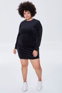 BLACK Plus Size Velour Mini Dress, image 4
