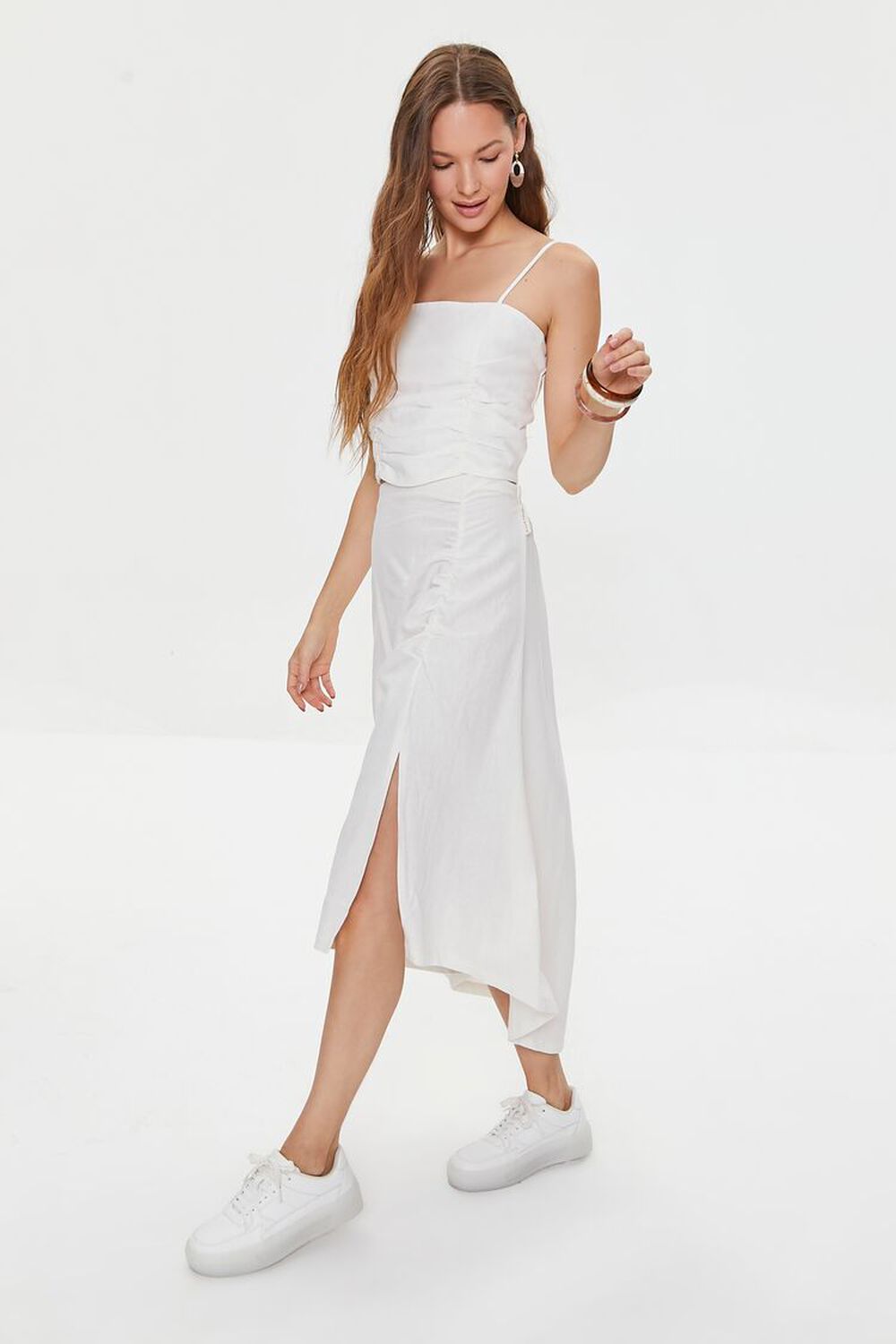 WHITE Kendall + Kylie Linen-Blend Skirt, image 1