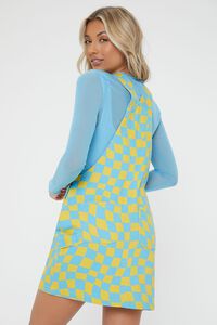 BLUE/MULTI Checkered Mini Overall Dress, image 4