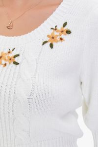 CREAM/MULTI Embroidered Floral Cropped Sweater, image 5