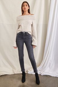 TAUPE Off-the-Shoulder Bell-Sleeve Sweater, image 4