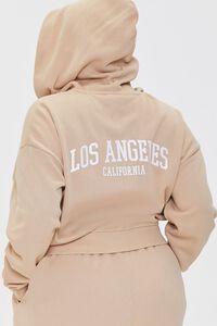 TAUPE/WHITE Plus Size Los Angeles Graphic Zip-Up Hoodie, image 3