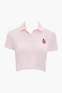 Peach Graphic Cropped Polo Shirt, image 1