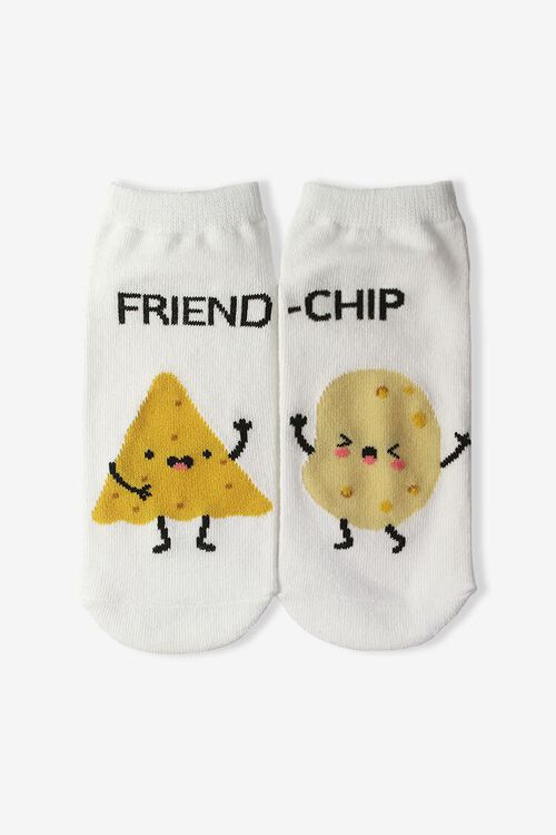 WHITE/MULTI Friend-Chip Graphic Ankle Socks, image 1