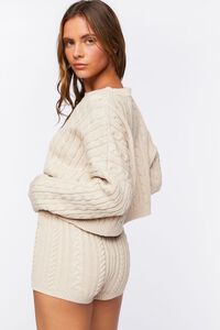 OYSTER GREY Cable Knit Mid-Rise Shorts, image 3
