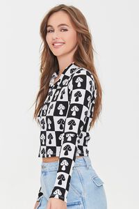 BLACK/CREAM Checkered Mushroom Print Shirt, image 3