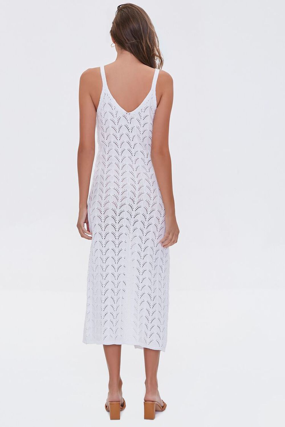 WHITE Pointelle Knit Midi Dress, image 3