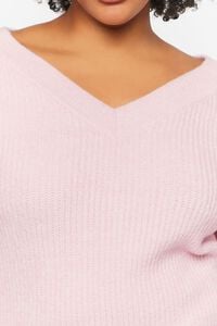 Plus Size Purl Knit V-Neck Sweater, image 5