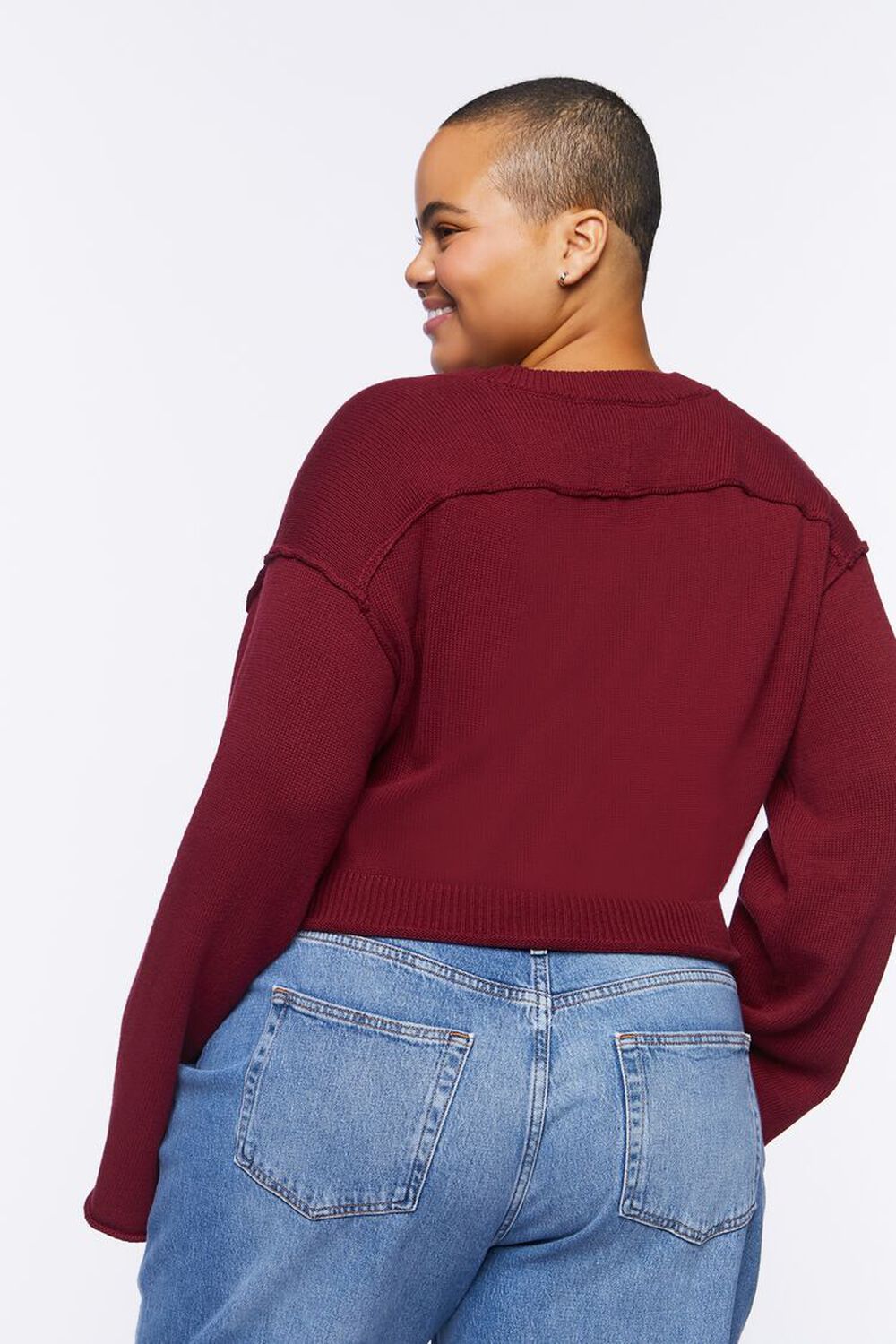 Plus Size Cropped Cardigan Sweater, image 3