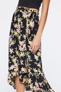 BLACK/MULTI Floral Print High-Low Skirt, image 6