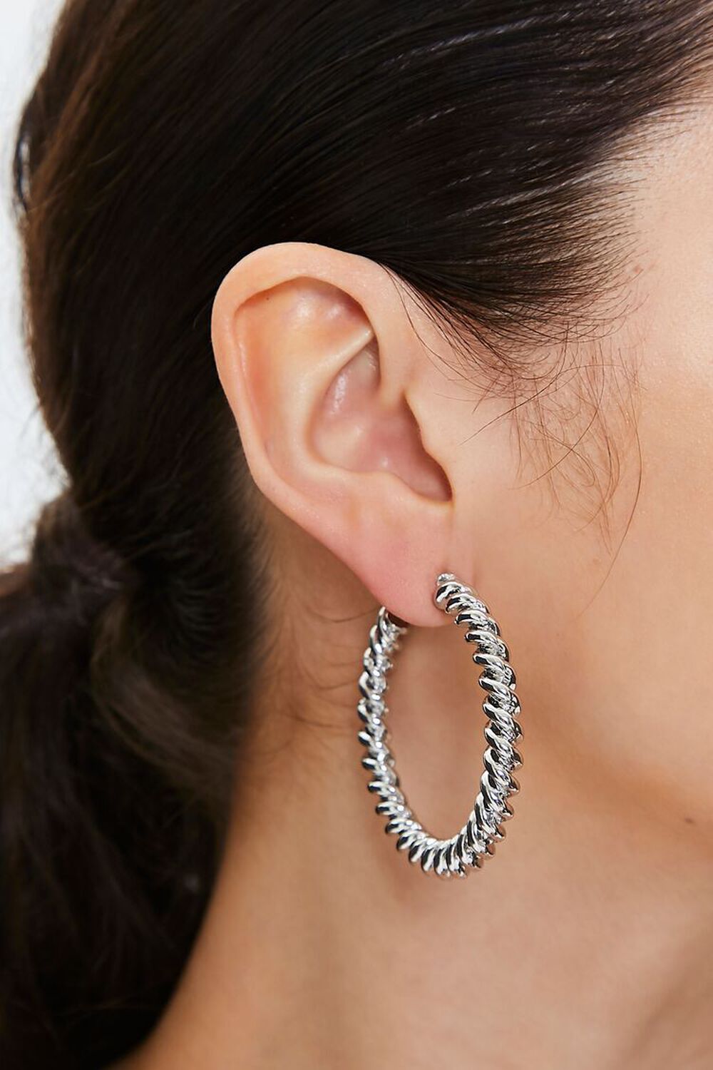 SILVER Twisted Hoop Earrings, image 1
