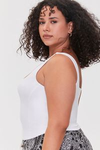 WHITE Plus Size Seamed Crop Top, image 2