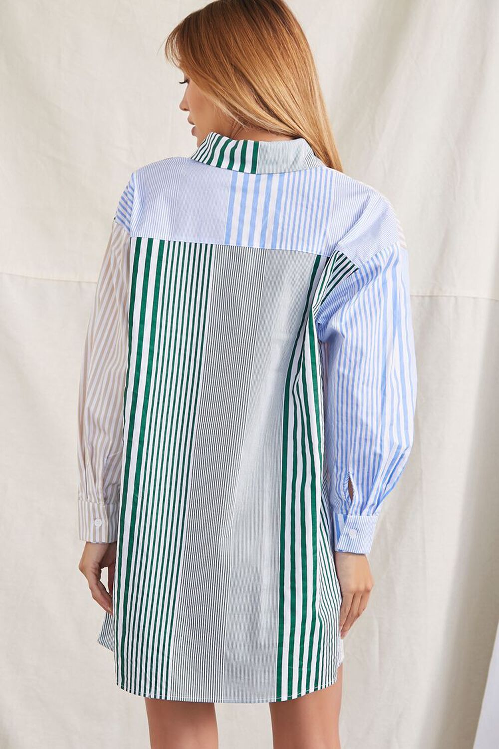 GREEN/MULTI Poplin Striped Shirt Dress, image 3