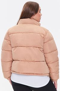 TAUPE Plus Size Zip-Up Puffer Jacket, image 3