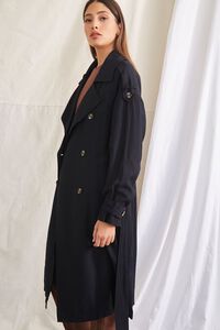 BLACK Double-Breasted Trench Jacket, image 3
