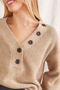 TAUPE Open-Knit Buttoned Sweater, image 5