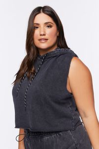 CHARCOAL Plus Size Active Sleeveless Cropped Hoodie, image 2