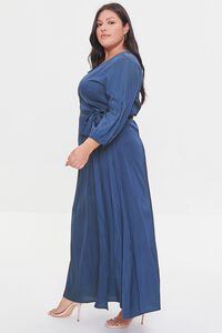 BLUE Plus Size Surplice Maxi Wrap Dress, image 2