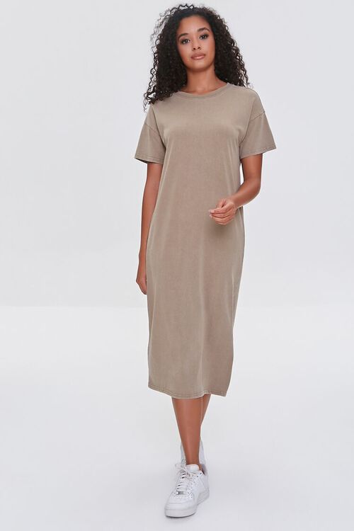 TAUPE Slit Midi T-Shirt Dress, image 4