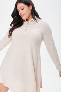 BEIGE Plus Size Skater Shirt Dress, image 1