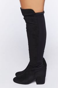 BLACK Faux Suede Block Heel Boots (Wide), image 2