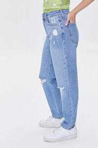 MEDIUM DENIM Recycled Cotton Distressed High-Rise Mom Jeans, image 3