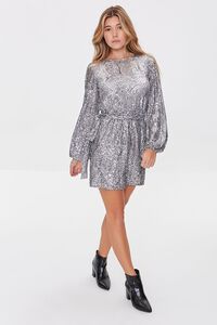 SILVER/BLACK Metallic Sequin Mini Dress, image 5