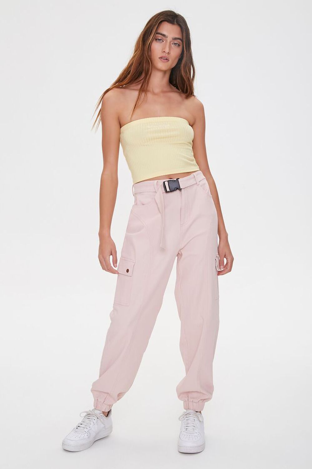 DUSTY PINK Belted Cargo Joggers, image 1