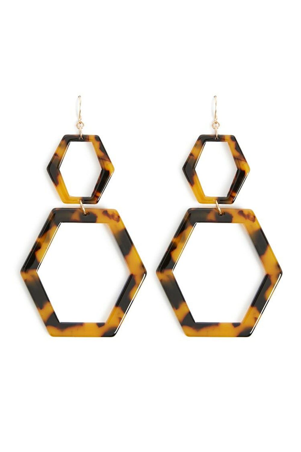 Tortoiseshell Hexagon Earrings, image 1