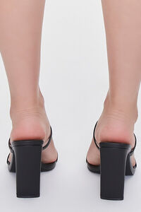 BLACK Faux Leather Strappy Block Heels, image 3